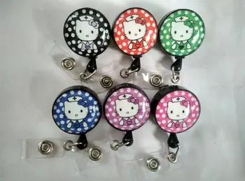 

2016 New Hello Kitty Nurse / RN / CNA / LVN / Nursing Student Badge Reel Retractable ID Badge Holder (Black)