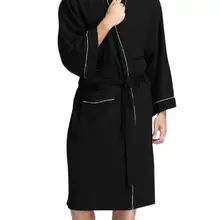 Мужская одежда для сна, хлопковые пижамы, халаты, кардиган, нижнее белье, пижамы с завязками, ночная рубашка больших размеров, халат, серый, черный, SAN0