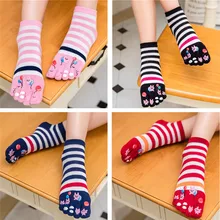 Хлопковые носки в полоску с кроликом и пятью пальцами; женские дышащие носки из чистого хлопка; милые японские носки до щиколотки; Kawaii; носки с раздельными пальцами