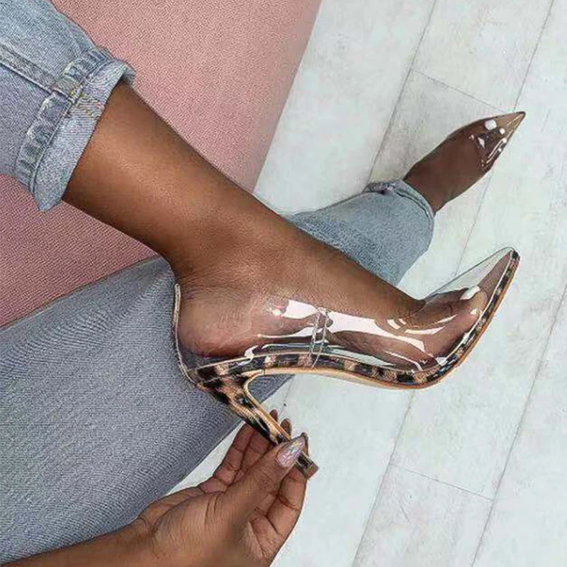 Perixir 2019 Women Pumps Transparent High Heels Sexy Pointed Toe Slip-on Wedding Party Shoes for Lady Comfortable Heeled Pumps