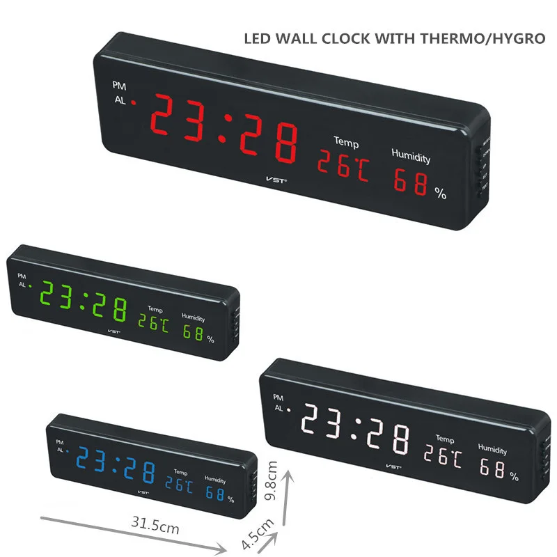 Большие цифровые настенные часы с большим ЖК-дисплеем с температурной влажностью horloge, настенные электронные настольные часы, настольные часы с будильником