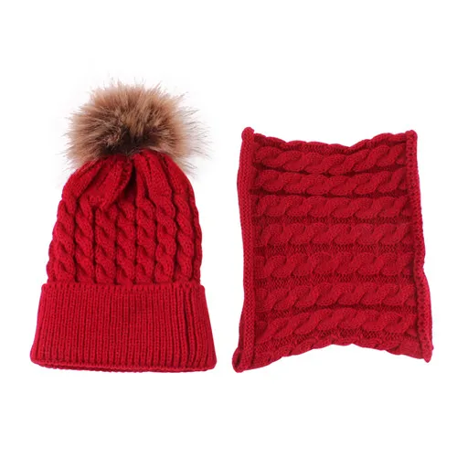Puseky/Очаровательная теплая шапка для маленьких мальчиков и девочек, зимний шарф с капюшоном, вязаная шапка с ушками, милый Подарочный костюм для От 0 до 2 лет - Цвет: Red