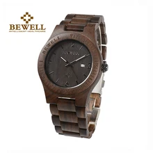 BEWELL мужские часы кварцевые часы уникальные мужские ремешок из натурального дерева Классический Стильный чехол Модный повседневный легкий стиль 086B