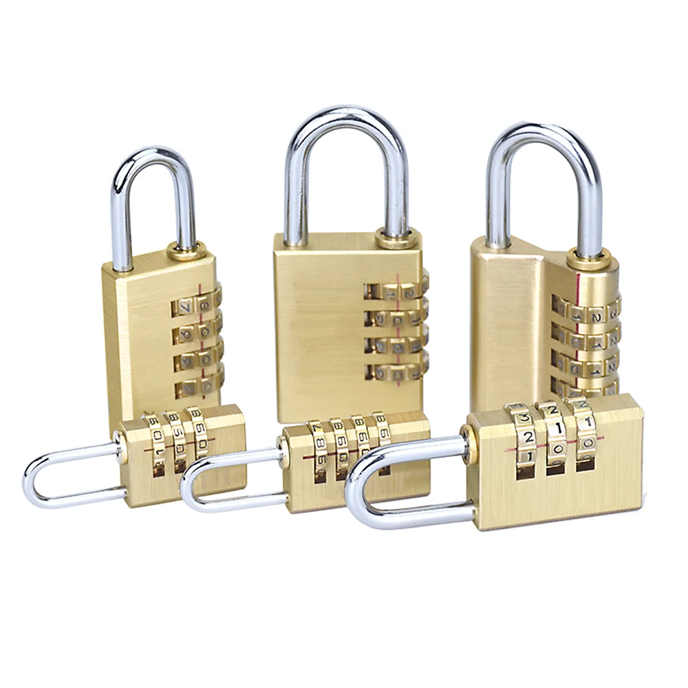 Security 4 Digit Brass Lock Copper Dial up Password Padlock Resettable