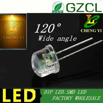 

585-595nm Yellow 8mm straw hat package DIP LED 120 wide view angle led diode for strip light