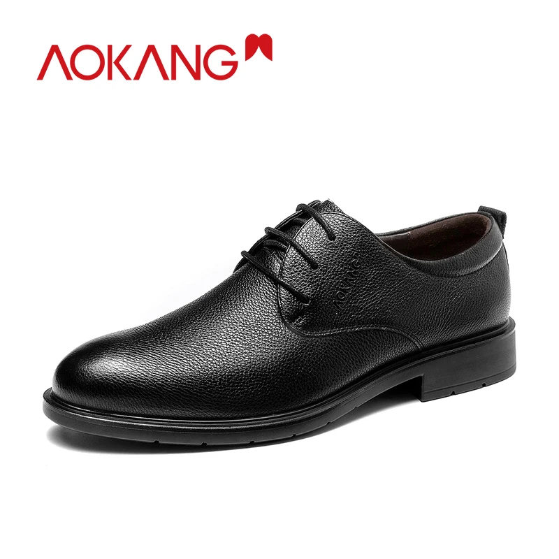 

AOKANG 2019 Autumn Dress Shoes Men Genuine Leather Derby Shoes Men Fashion High Quality Formal Shoes for Men Lace Up Dress Shoes