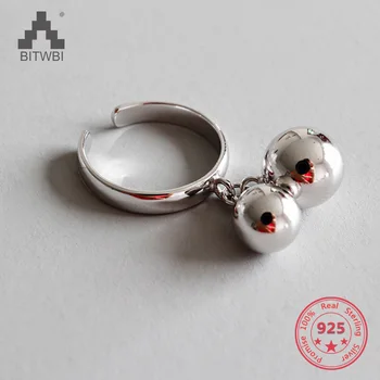

New Arrival 925 Sterling Silver Balls Pendant Rings for Women Jewelry Fashion Open Adjustable Finger Ring