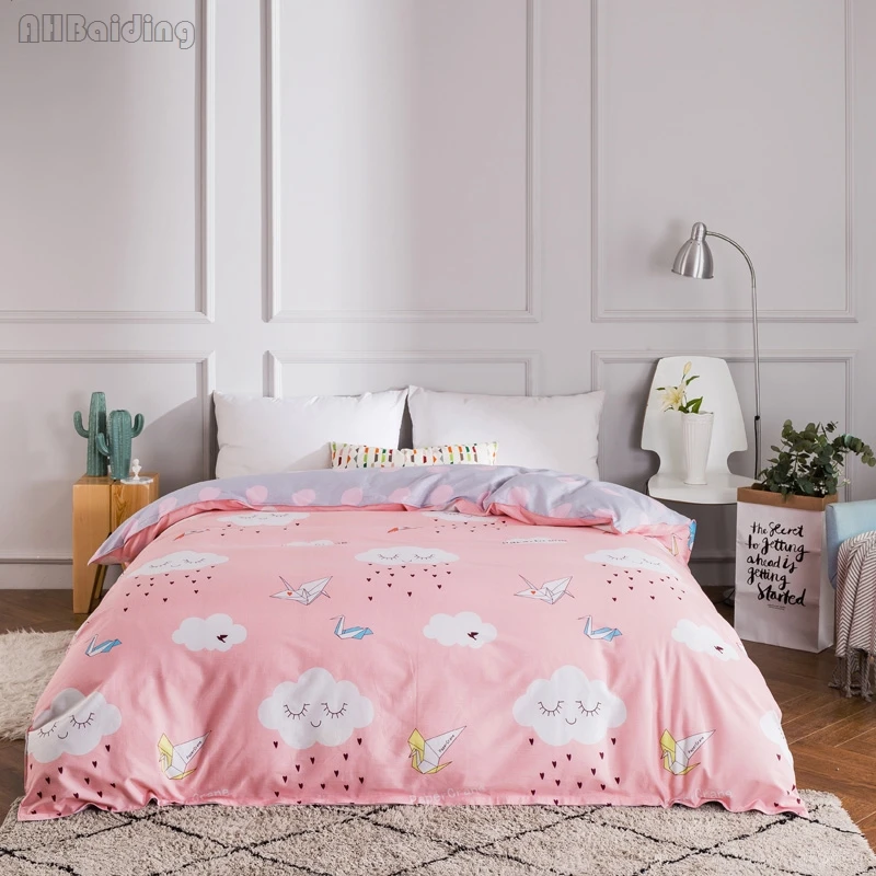

Home Textile Pink Rain Cloud Paper Crane Printing Duvet Cover Cotton Quilt Cover Comforter Cover Twin Full Queen King Bedspreads