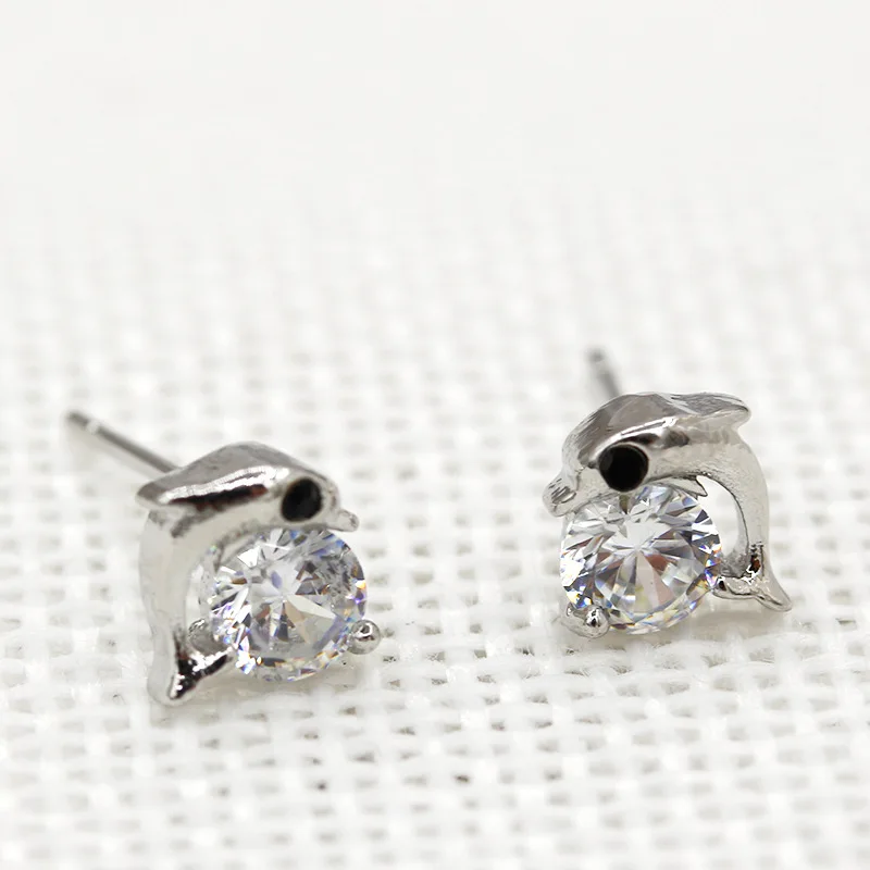 Женские серебряные серьги в виде дельфина|stud earrings|earrings for womenrhinestone earrings |