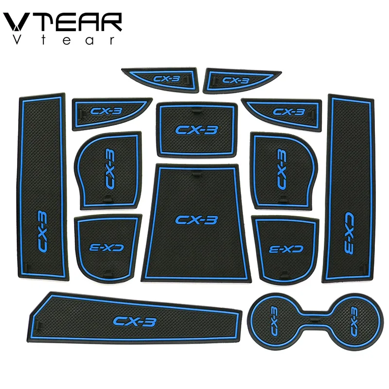 

Vtear For Mazda CX-3 CX3 rubber door mat Gate slot pad anti-slip Cup pad Interior Parts decoration accessories 2017 2018 2019