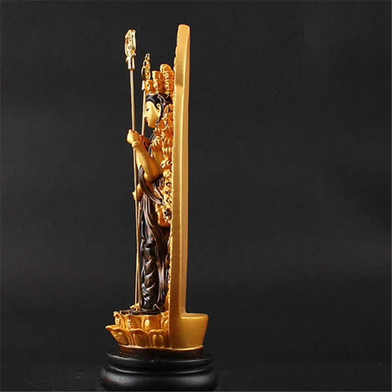 Buda de la suerte Kwan Yin StatueThe mil manos Bodhisattva Guan Yin estatuilla budista escultura decoración del hogar para la buena suerte