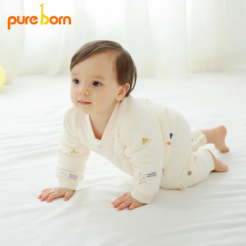 

Pureborn Newborns Cute Fashion Jumpsuits Various Printings Baby Boy Girl Clothes Thick Warm Overalls Winter Infant Romper