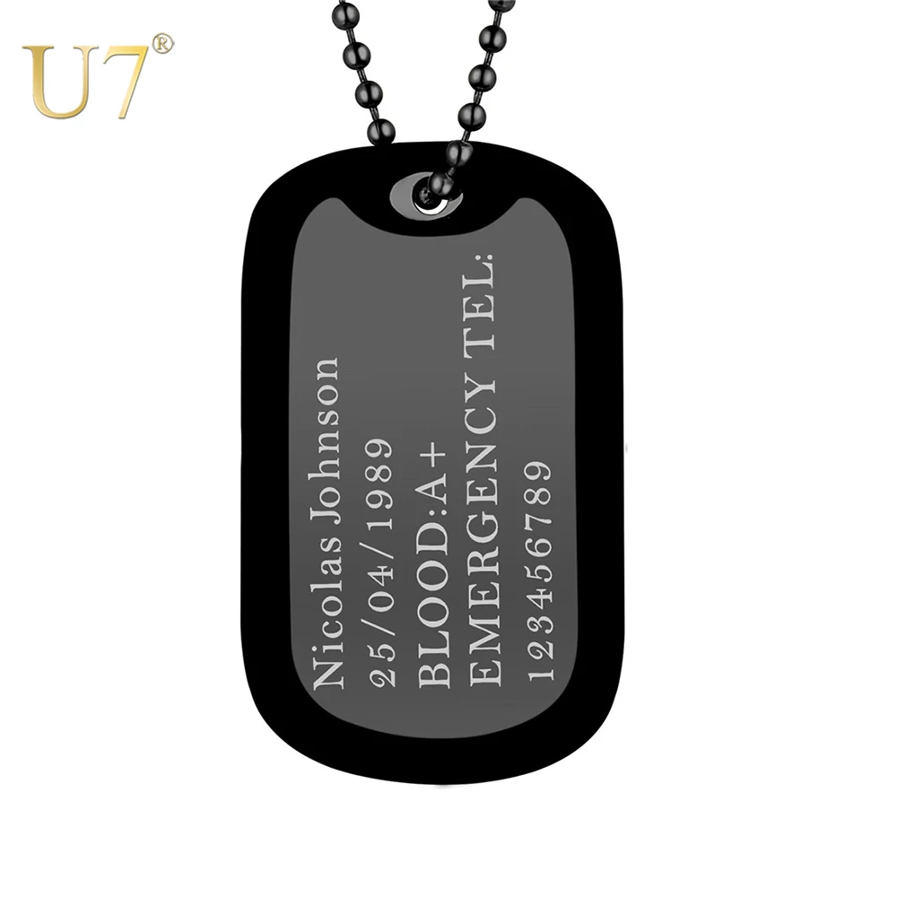 U7 Военная идентификационная бирка для собаки на заказ Мужчин Ювелирные изделия