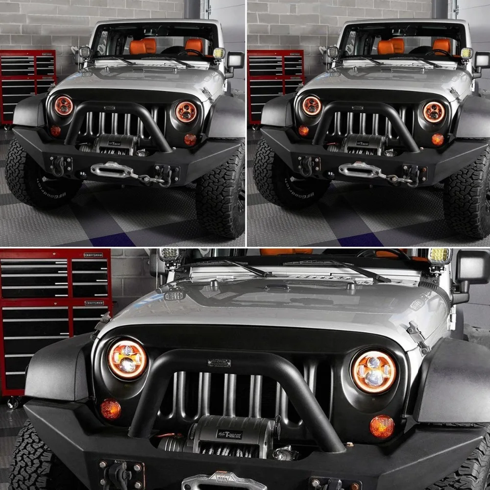 Marloo красный " проектор светодиодный фонарь красный DRL ангельские глазки для Jeep Wrangler TJ JK/JKU Rubicon Sahara