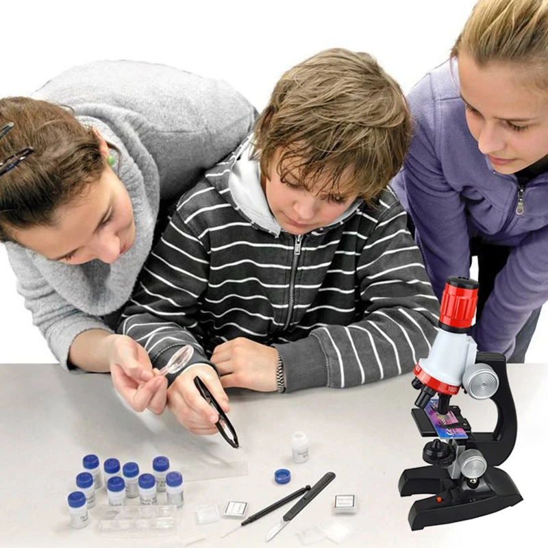 400x FUNRUI Kids Microscope 1200x 100x Magnification Children Science Microscope Kit LED Lights Includes Accessory Toy Set Beginners Early Education 