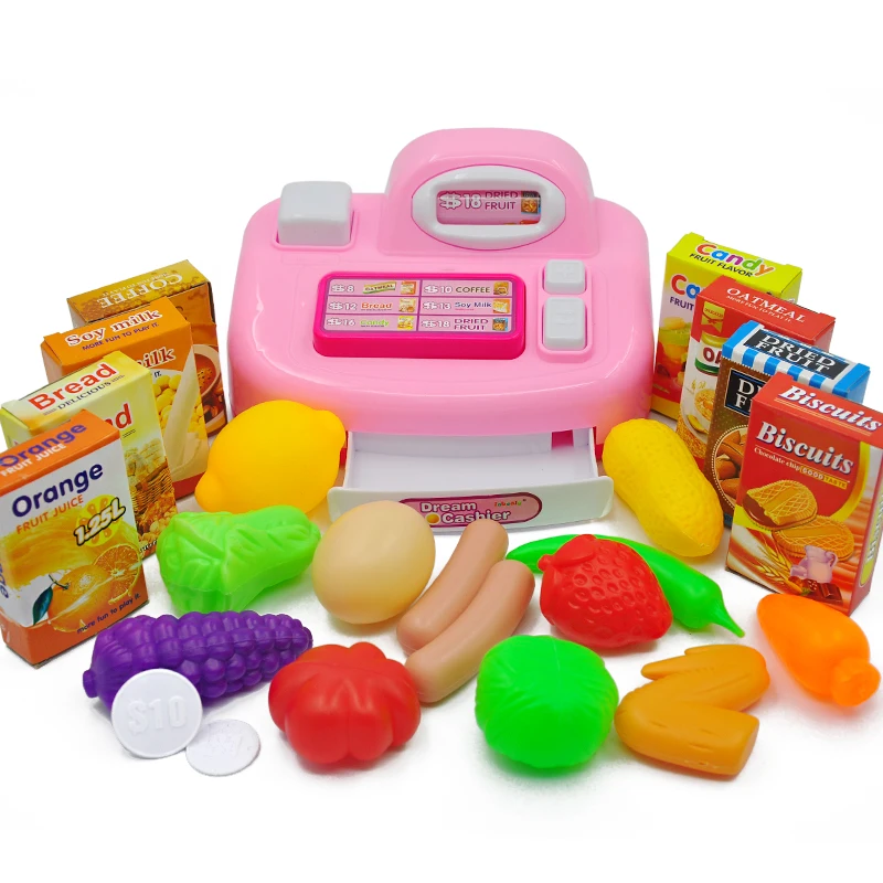 23pcs/set Children Plastic Cash Register Toy Set for Baby Kids Pretend Play Game Role Play Toy