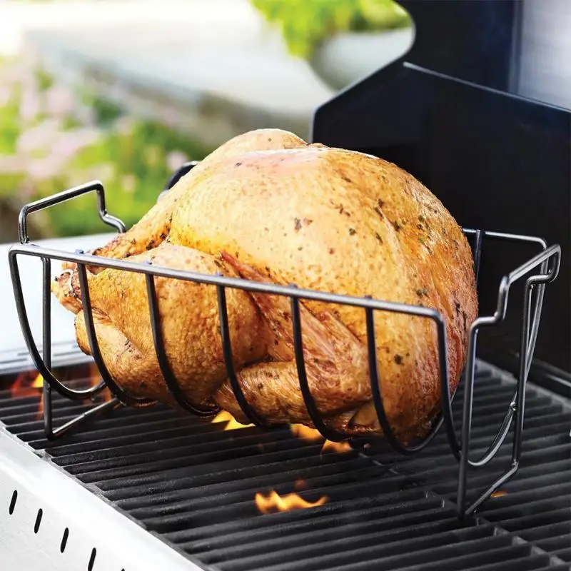 

New Stainless Steel Upright Chicken Steak Rack Non-stick Baking Cooking Tools BBQ Rib Rack Barbecue Grilling BBQ Accessories