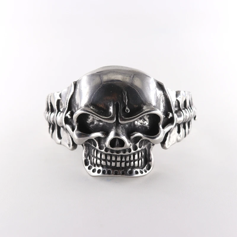 big heavy skull bangle for biker  (2)