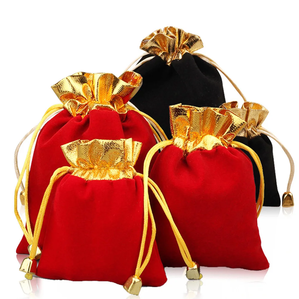 

High-Grade Velvet Bag Phnom Penh Gold Mouth Jewelry Bag Drawstring Drawstring Gift Jewelry Bag candy bag