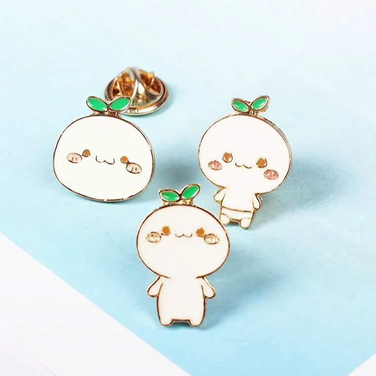 XT107 Cartoon Cute Grass Smile Baby Pins Badge Figure Metal Brooch Button Bag Decoration gift | Украшения и аксессуары