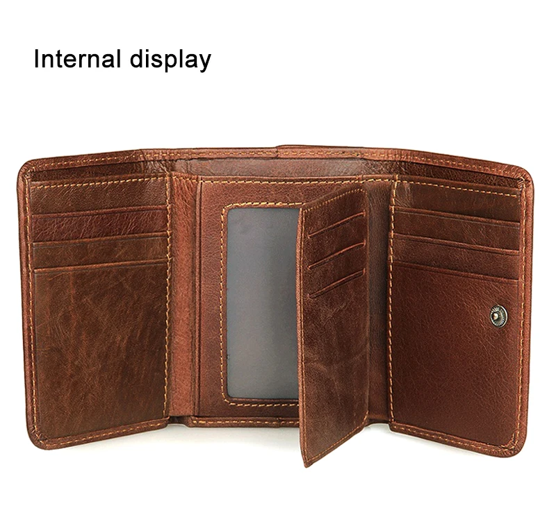 Модный короткий кошелек из натуральной кожи с блокировкой RFID для мужчин, однотонный держатель для карт, кошелек, мужской кошелек с тремя сложениями