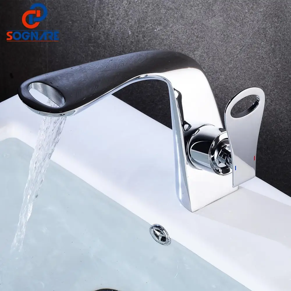 

SOGNARE Bathroom Faucet Waterfall Single Handle Cold And Hot Water Mixer Tap Chrome Basin Faucet For Sink Taps Torneira Banheiro