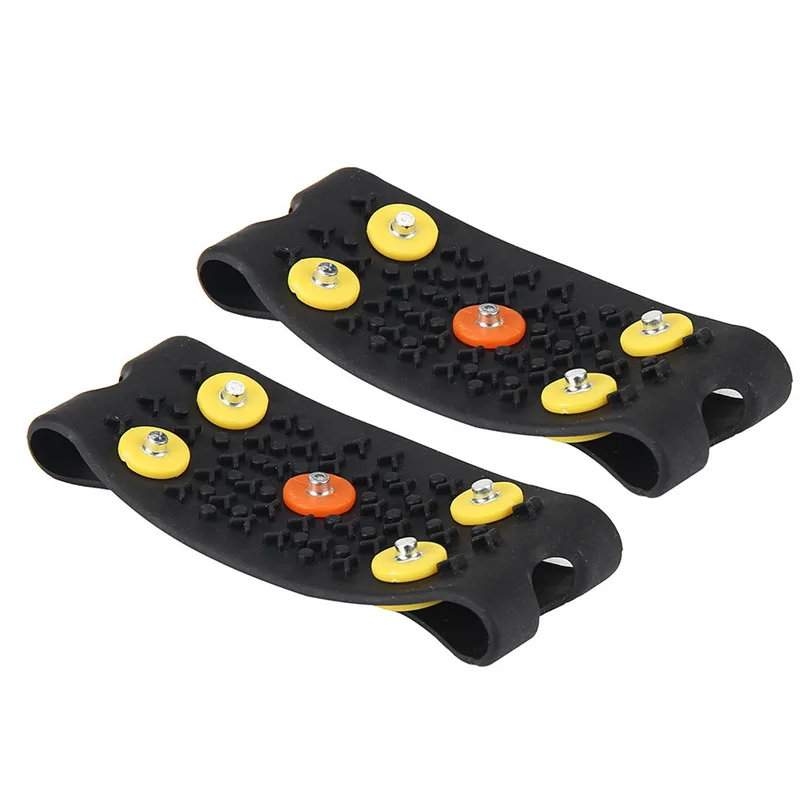 1Pair Anti Slip Ice Climbing Spikes Grips Crampon Cleats 5-Stud Shoes Cover Boots Grippers Crampon Walk Cleats New #25j (4)