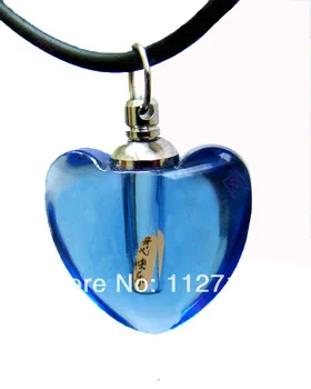 

25pcs/lot blue Smooth hearts Rice vials pendants rice vial pendant perfume empty glass bottle glass spray perfume bottl