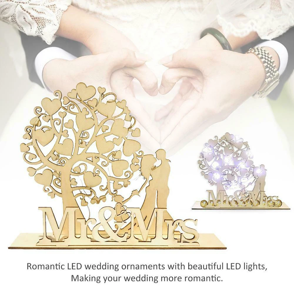 cheap 2019 Creative Wedding Decoration Chocolate Cabinet Wooden DIY Drawer LED Countdown Desktop Decoration Wedding Party Ornament