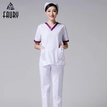 Летние наборы скрабов для медсестры с v-образным вырезом и коротким рукавом, медицинский доктор, хирургическая форма, стоматологическая клиника, салон красоты, Комбинезоны