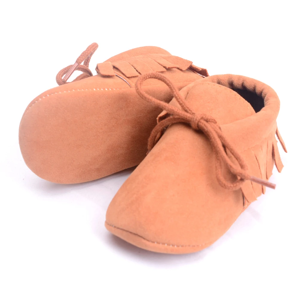 Детские мокасины из искусственной замши; Брендовая детская обувь для новорожденных; мокасины из замши; детские мокасины с бахромой; нескользящая обувь