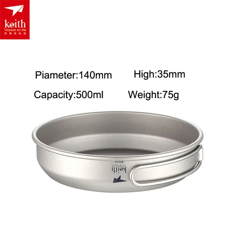 Keith 3 unids de titanio fría-pan camping pot set dos cuencos con pan al aire libre plegable manija Utensilios de cocina ti6053