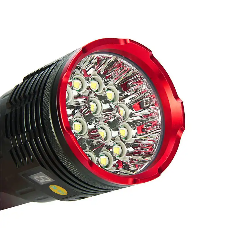 Supwildfire 50000LM 15 x XM-L T6 LED rechargeable Power Digital Display Hunting powerful led flashlight 18650 battery #3S28 (11)