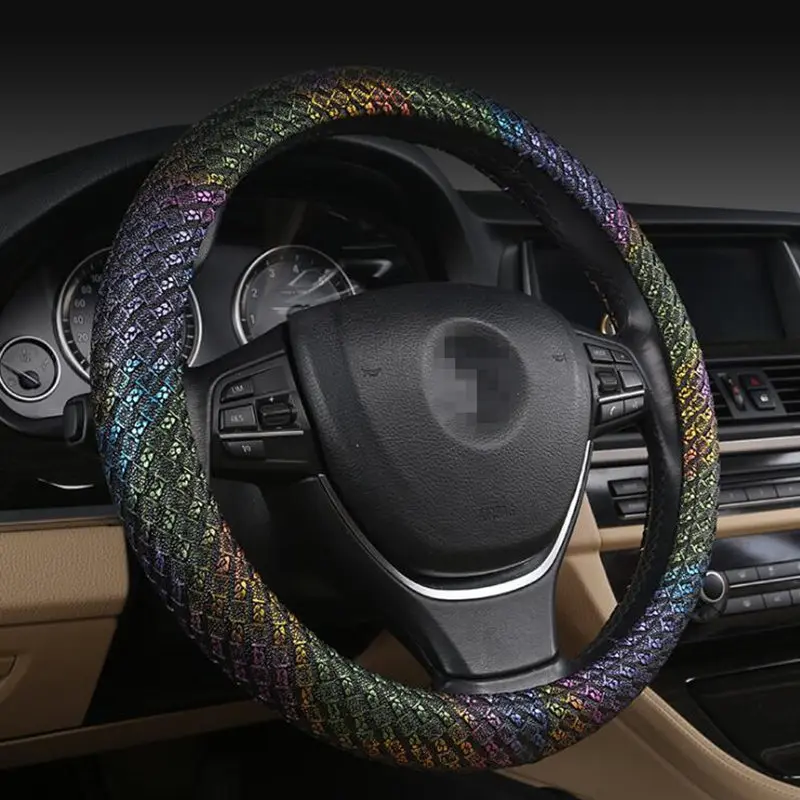 DONYUMMYJO NEW Car Steering Wheel Cover Faux Leather Braided Classic