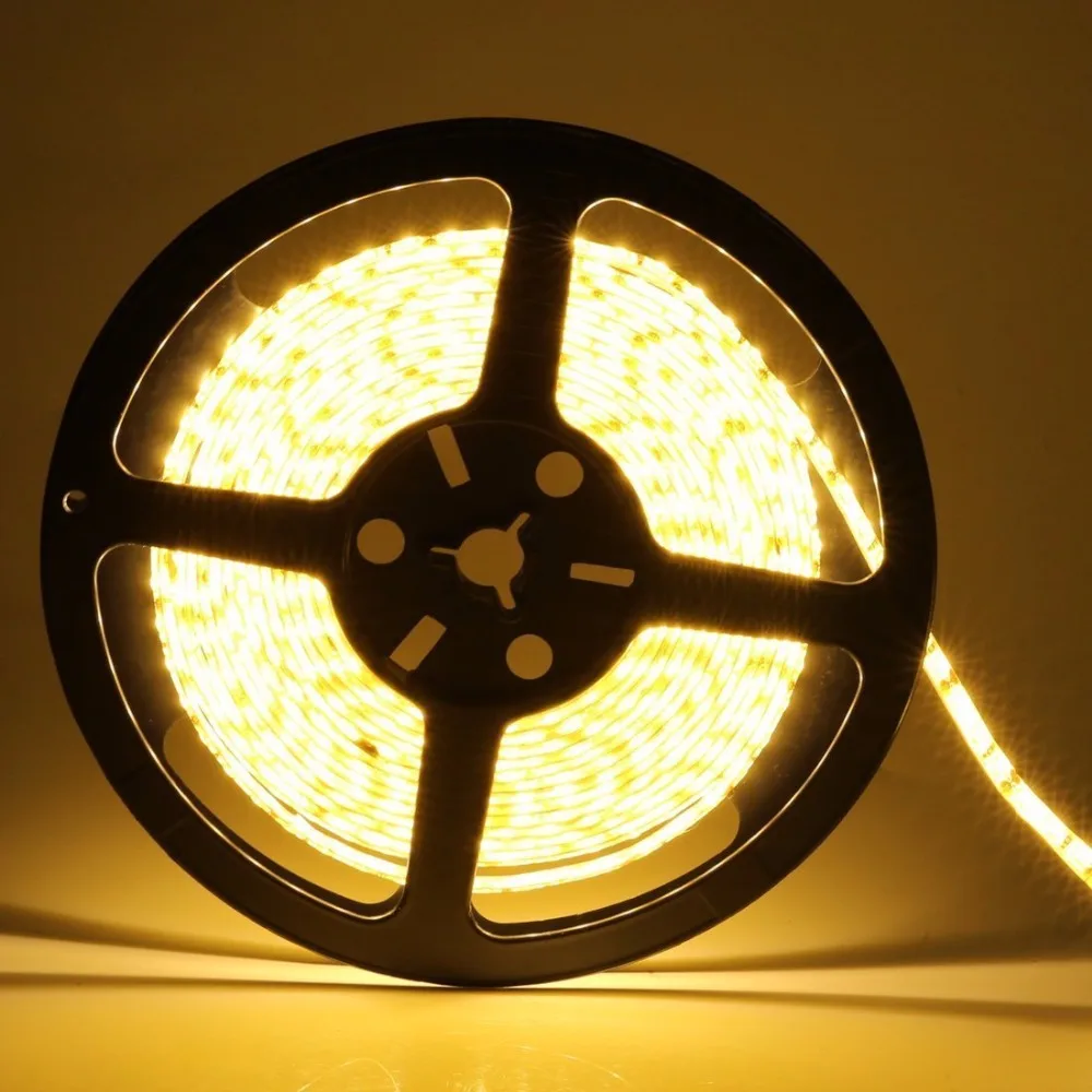

LED band 5M/300LEDS Warm White LED Strip Light Waterproof IP65 DC12v Led Flexible lights and 5A Power Supply For Home Decoration