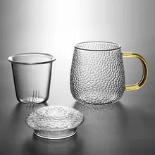 Стеклянный бытовой фильтр круглые цветы чашка термостойкая чашка для разделения чая с крышкой ручкой