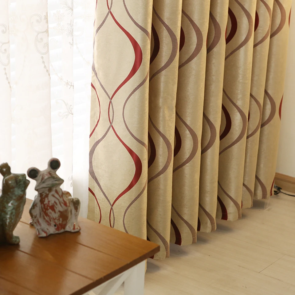 Роскошные волнистые плотные полосатые занавески для гостиной, спальни, кухни, украшения, современные затемненные занавески, панельные ткани, китайские