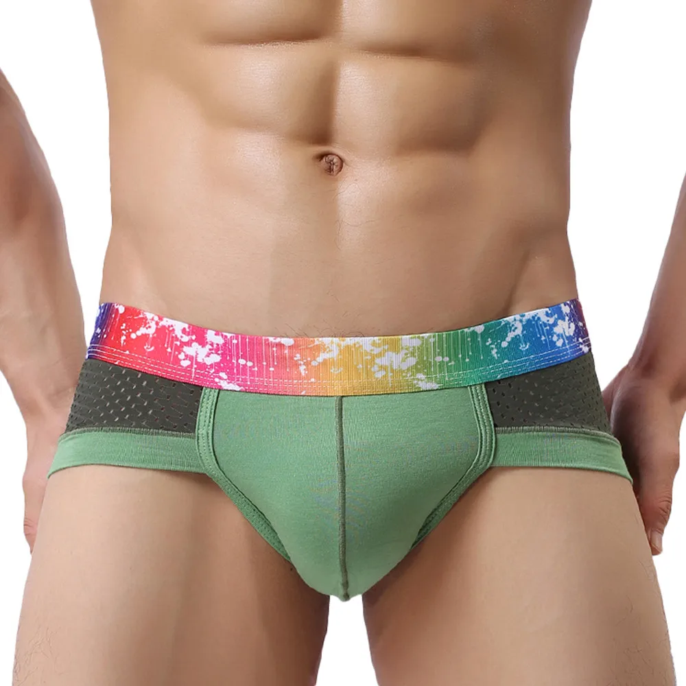 Мужские трусы с радужными полосками дышащие мягкие краской Calzoncillos Hombre слипы для