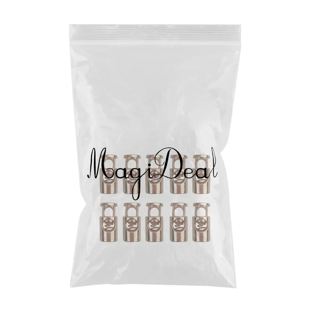 MagiDeal Pack of 10 Metal Toggle Spring Stop Single Hole String Cord Locks End Stopper Golden Sewing Accessories 
