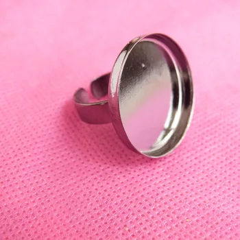 

20pcs/lot---25mm cabochon pad gunblack plated adjustable ring base setting for diy glass bubble accessories