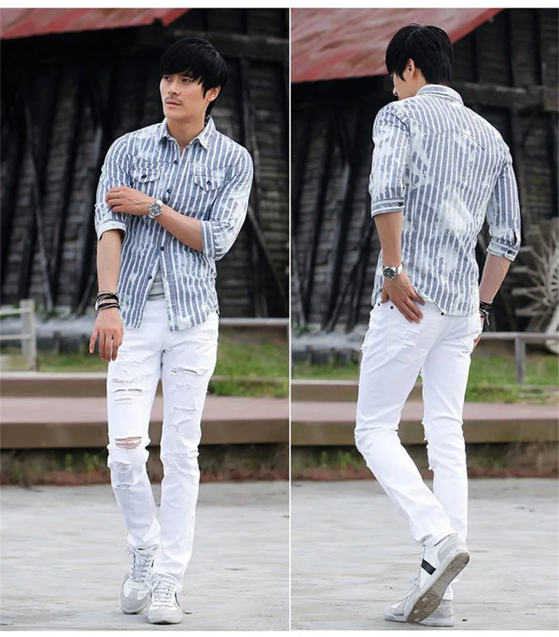 white ripped jeans mens skinny