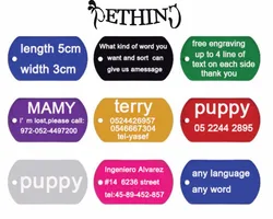 2pcs/lot Personalized dog tag customized free engraving pet dog id tag aluminum rectangle  8 colors supply handmade dog tags