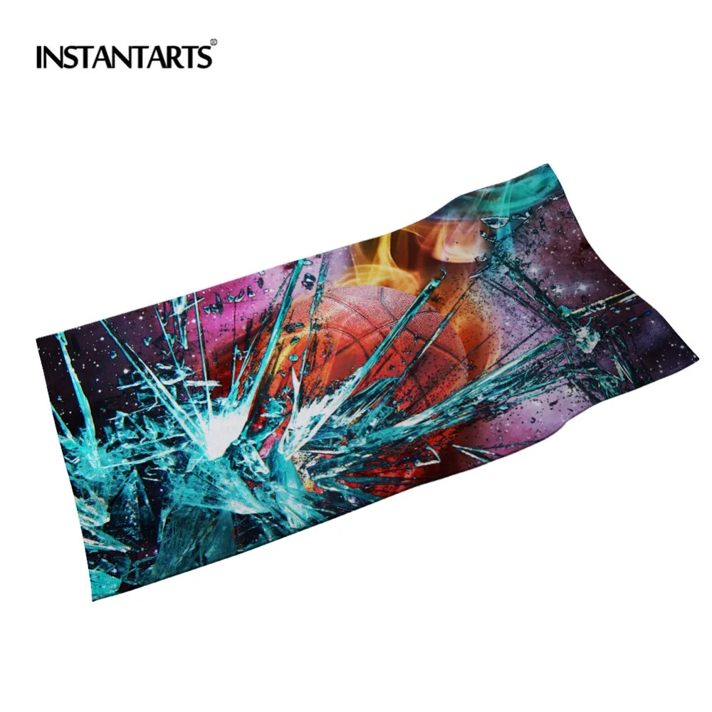 

INSTANTARTS Quick Dry Running Travel Gym Tennis Sports Towels 3D Basketball Soccer Prints Microfiber Cotton Swimming Bath Towels