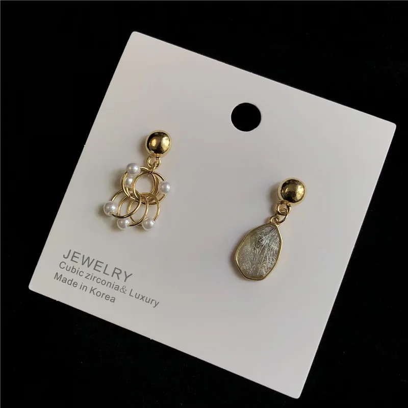 Korean Fashion Asymmetric Simulated-pearls Clip On Earrings Shiny Irregular Short Earrings 925 Silver Needle