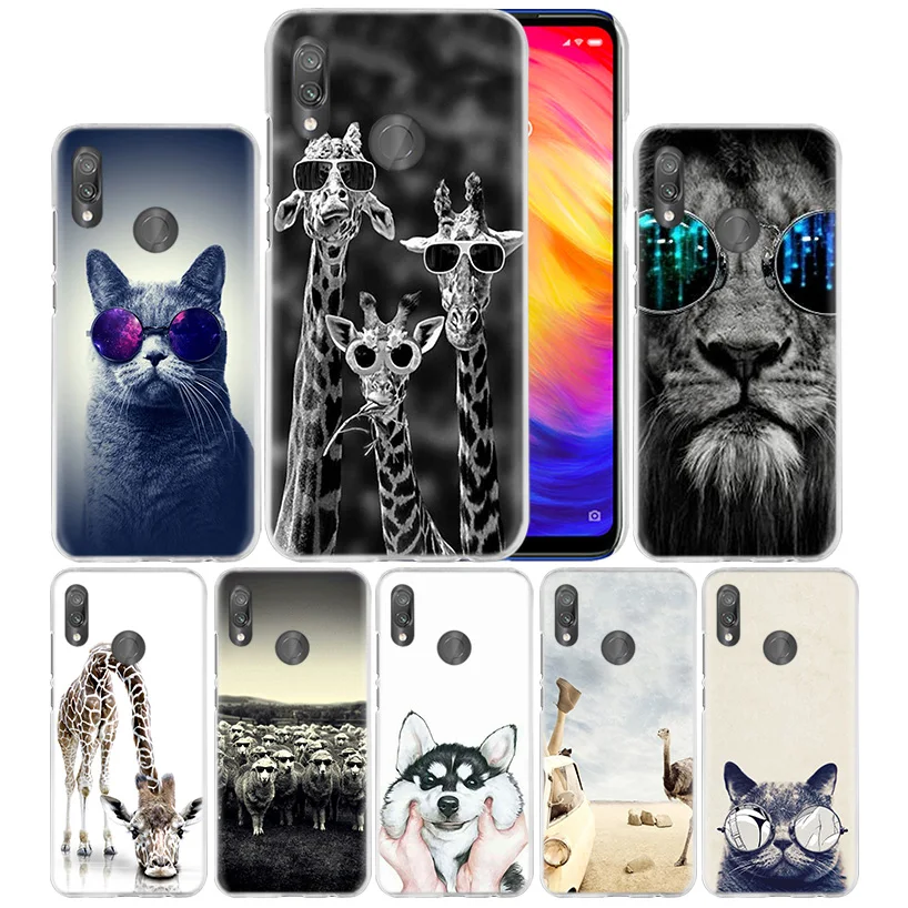

Glasses Animal Cat Giraffe Case for Xiaomi Redmi Go Note 7 6 6A Pro S2 5 5A 4X Mi A1 A2 9 Mix 3 5G 8 lite Play F1 Hard PC Cover