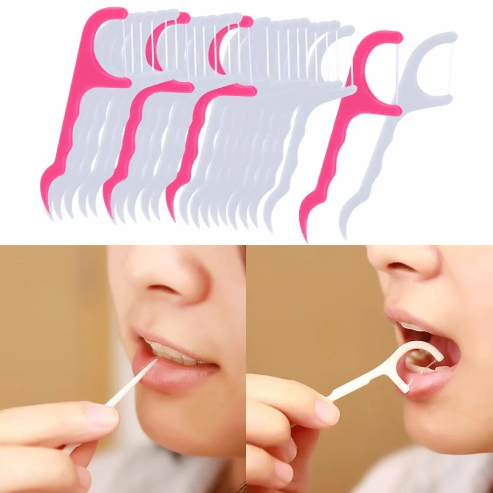 25pcs-1-pack-New-2-in-1-Dental-Floss-Pick-Tooth-Care-Thread-Peeling-Stick-Oral