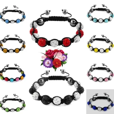 

white blue new style Sales Promotion High Quality 9 ball AB Clay Disco Ball Bracelets & Bangles Mix Colours crystal