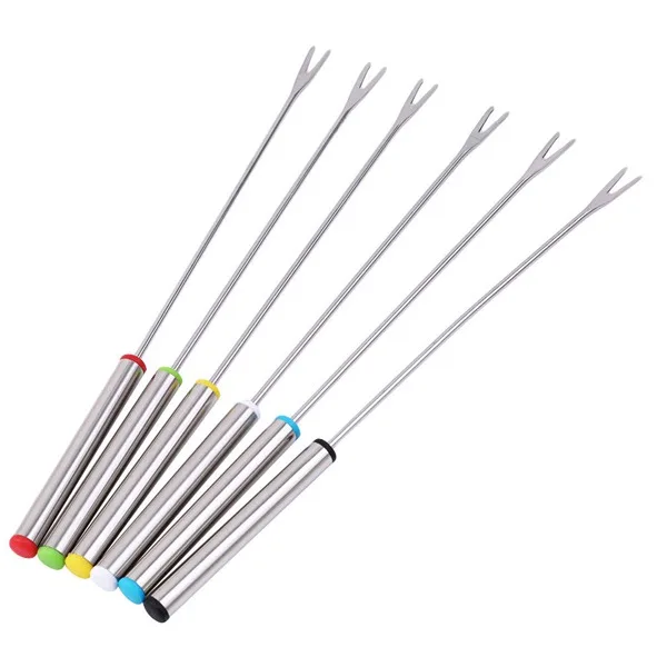 

Stainless Steel Fondue Fork Fruit Chocolate Fountain Cheese Forks With Heat Resistant Handle Set Of 12 (Random Color)