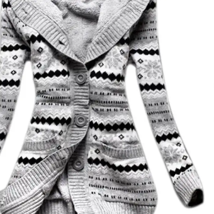 Для женщин Зимняя утепленная с капюшоном кардиганы свитера из флиса теплые однотонные свободные трикотажные пальто, длинный рукав, Вязанная одежда верхняя одежда H9
