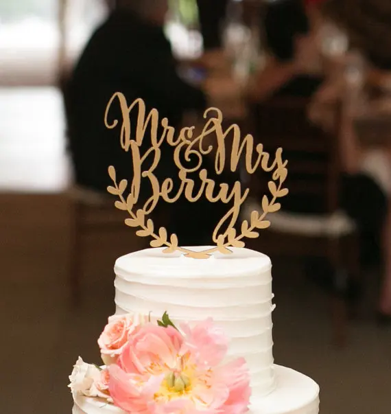 

Personalized Wedding Cake Topper Custom Names Personalized Name With Leaf Wood Cake Topper Rustic Wedding Cake Topper